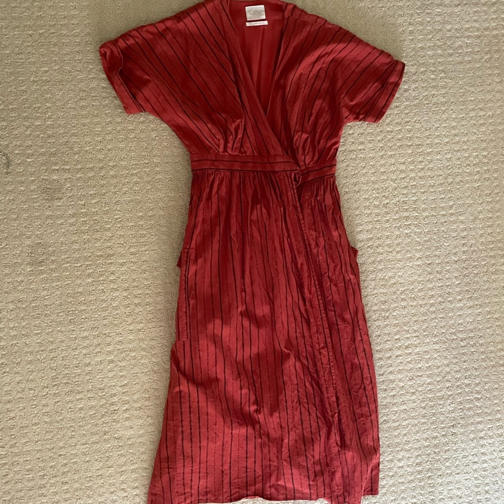 Urban Outfitters red striped maxi wrap dress